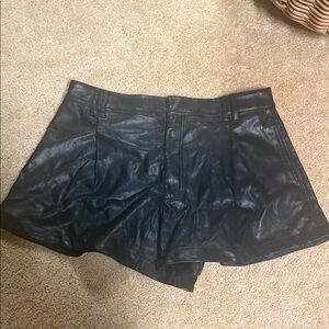 We The Free Black High Waist Leather Shorts